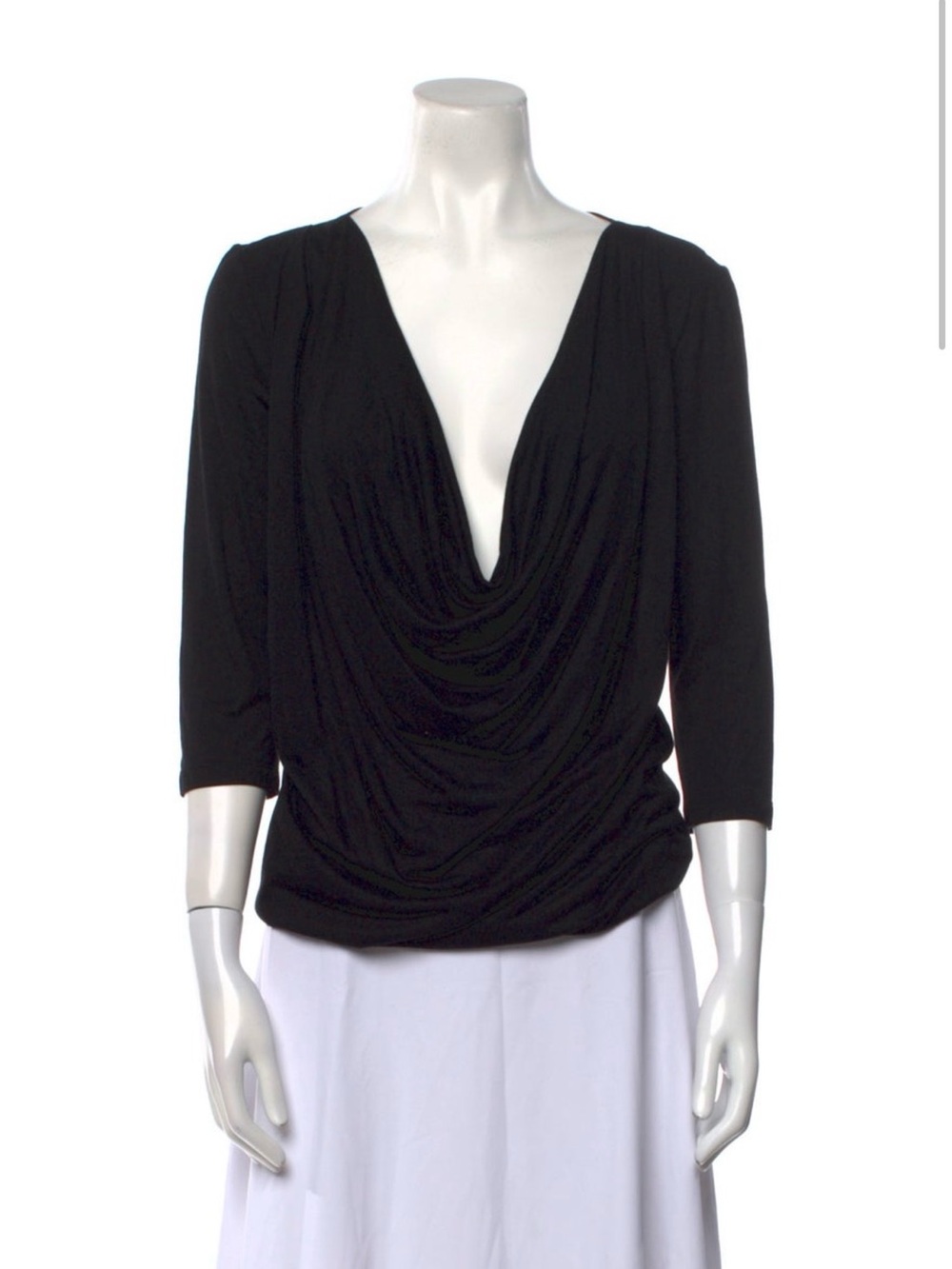 Givenchy Black Draped V-Neck Women's Top- M